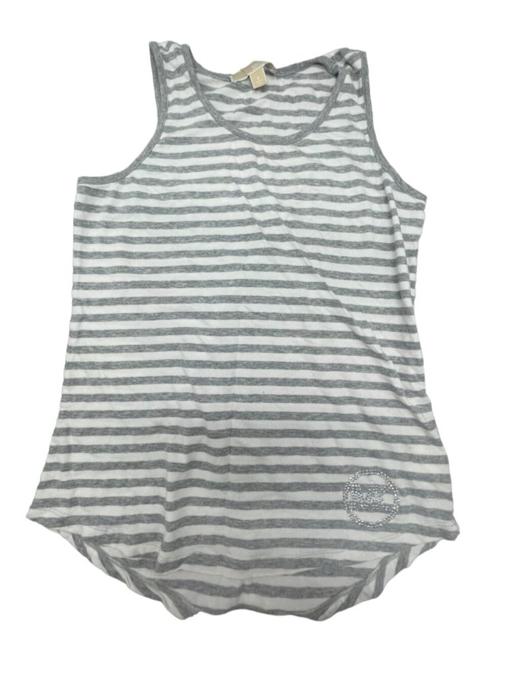 michael kors sleeveless tee shirt strip gray white cotton blend size small READ